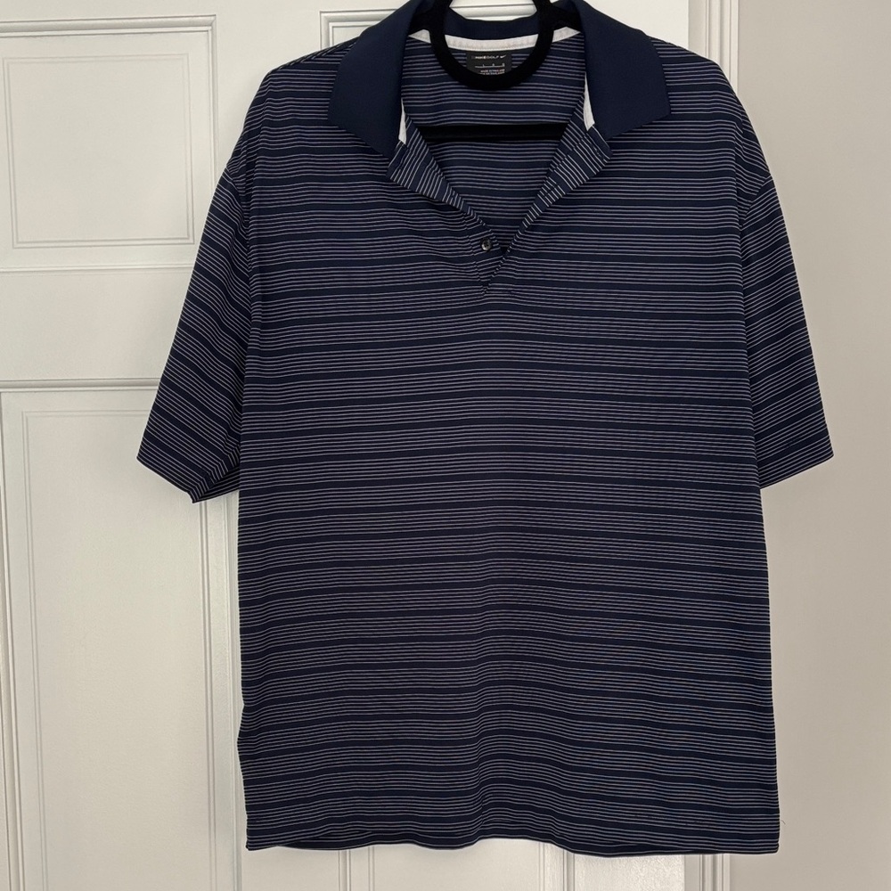 [like 🆕] Nike - Men's Dark Blue Striped Polo Golf Shirt- size Large
